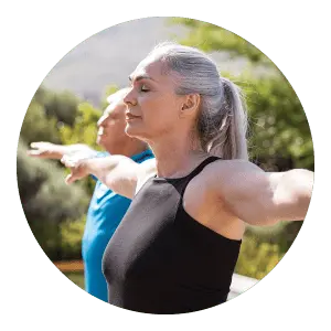 Image of senior woman doing yoga.