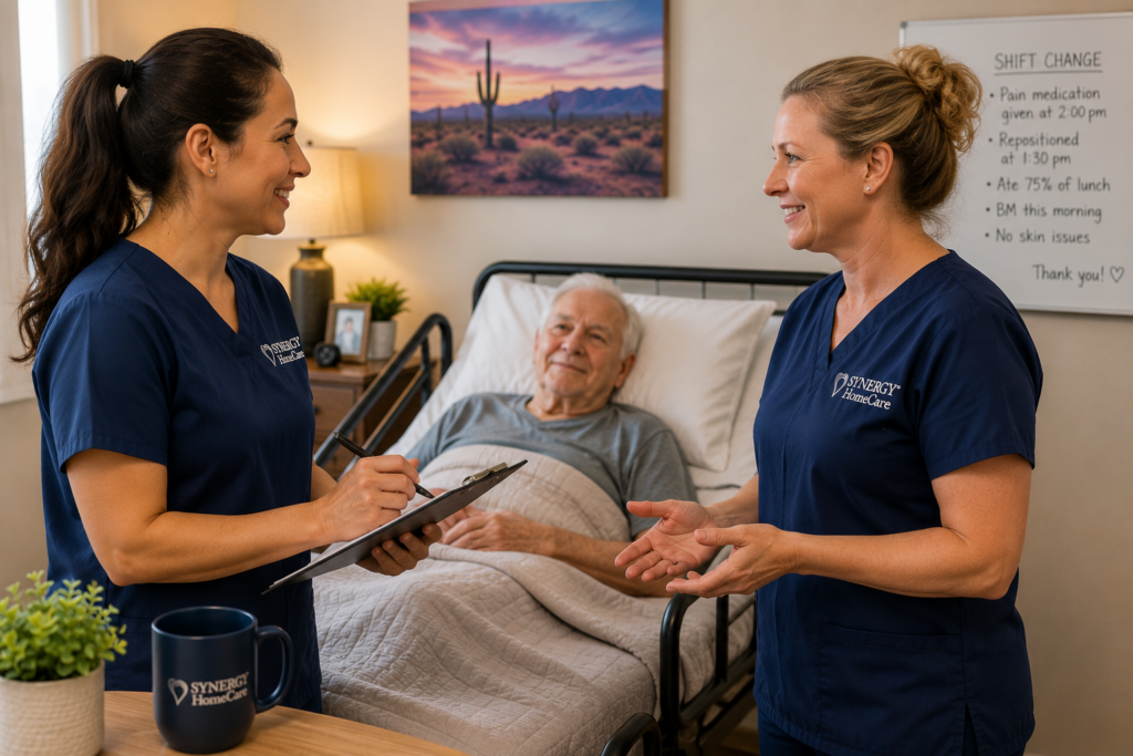 24-hour home care with rotating caregivers providing continuous support