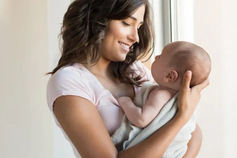 Woman with newborn baby