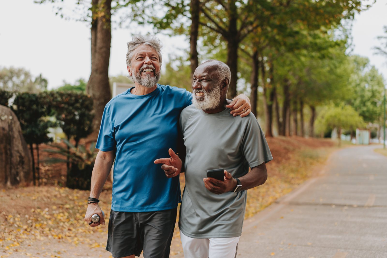 Older adults walking in the park