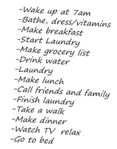 a handwritten list of things to do today