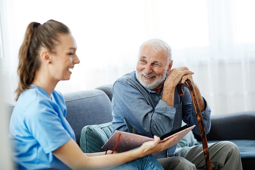 caregiver with elderly client