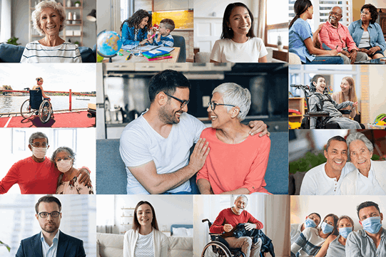 grid of 13 images of home care
