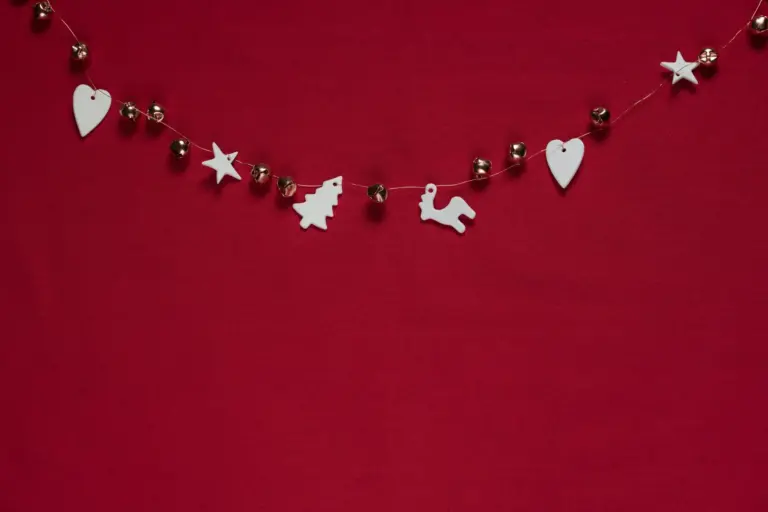 holiday garland on a red background